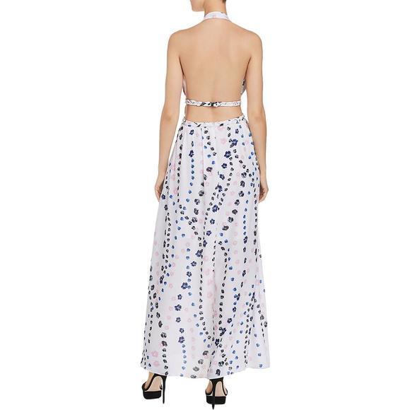NEW AQUA Long Maxi Dress Boho Floral Cottagecore Coquette Halter Small Backless - Picture 2 of 11